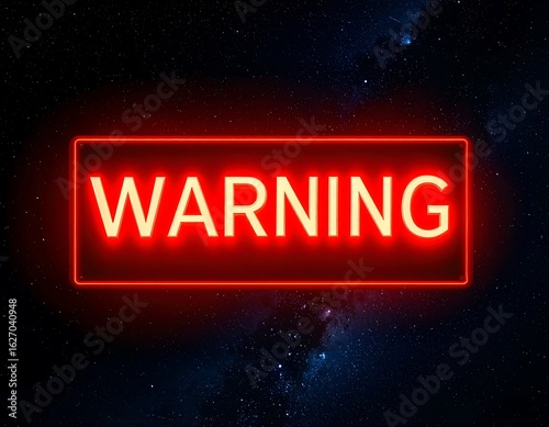 Neon warning sign in space