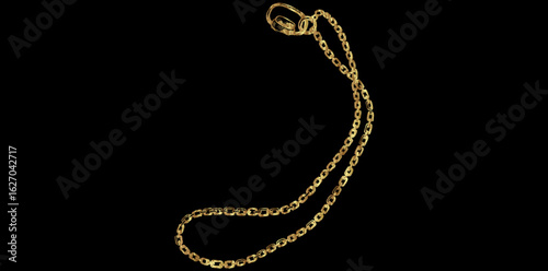 Gold Chain On Black Background, Drawing Style Art Jewelry Vector Illustration.	