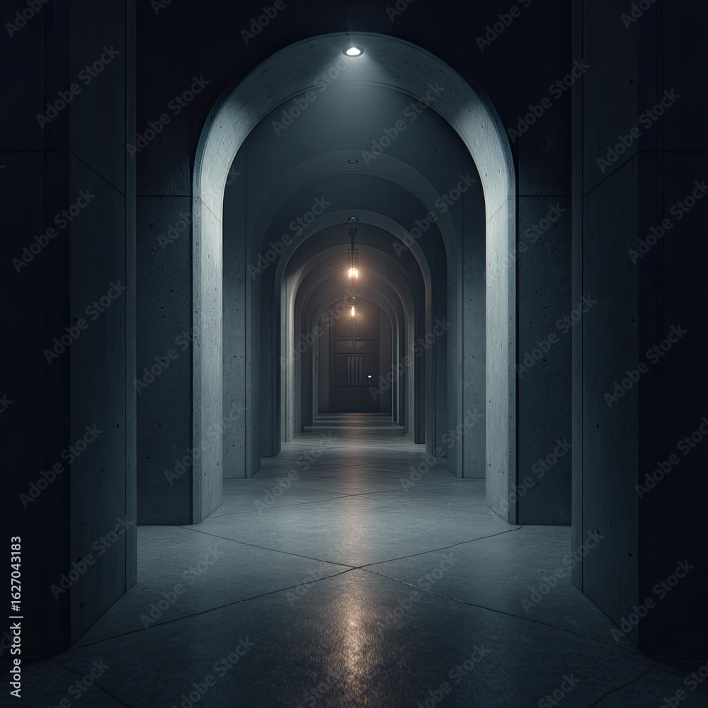 Fototapeta premium Dark, arched hallway