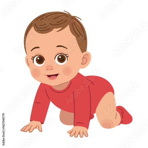 Clean and modern vector  cute baby crawling illustration vector graphic design for baby products and baby related content creation