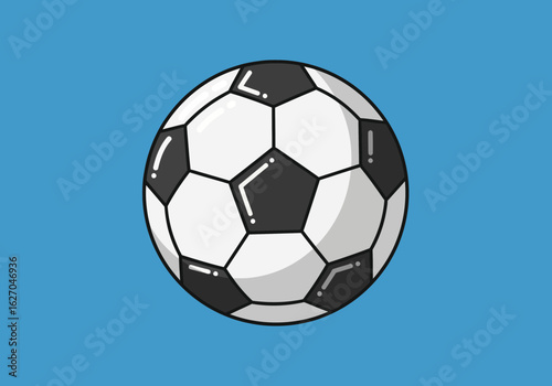 Vector illustration of a classic black and white soccer ball with detailed shading and a clean outlined design, perfect for sports-themed projects and designs