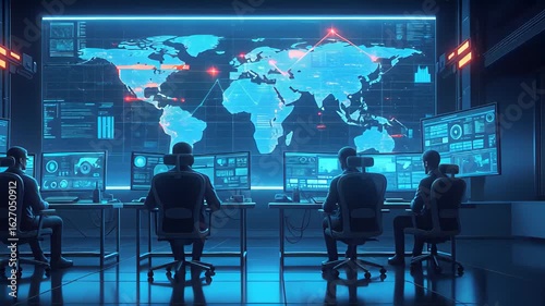High-tech Control Room With Advanced Technology and Global Monitoring Capabilities