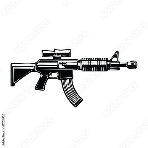 Modern Assault Rifle with Scope and Clip