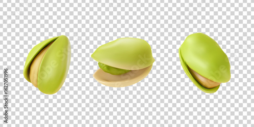 Vector set of realistic isolated pistachio on the transparent background.
