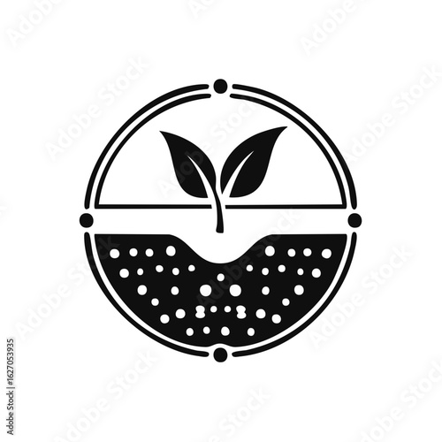 Growing plant sprout in fertile soil cross section vector icon