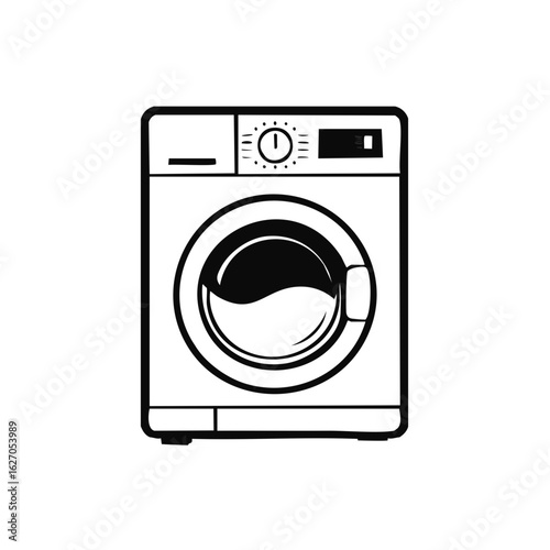 Modern Front Load Washing Machine Vector Icon Graphic