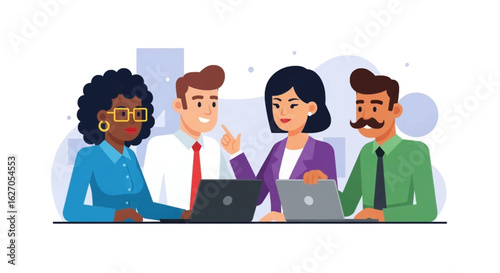 A diverse group of professionals actively collaborates during a productive business meeting, fostering teamwork and achieving shared goals in a modern office environment.