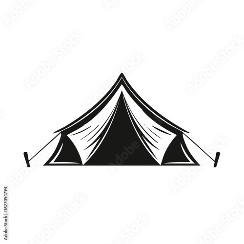 Adventure camping tent icon a simple black silhouette for outdoor activities and travel
