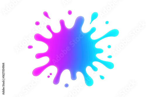 Colorful liquid splashing and creating dynamic gradient blot on transparent background, ideal for adding a touch of energy to designs