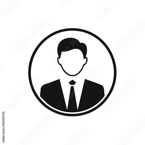 Silhouette of Businessman Icon in Circle Frame Representing Business Leader and Professionalism