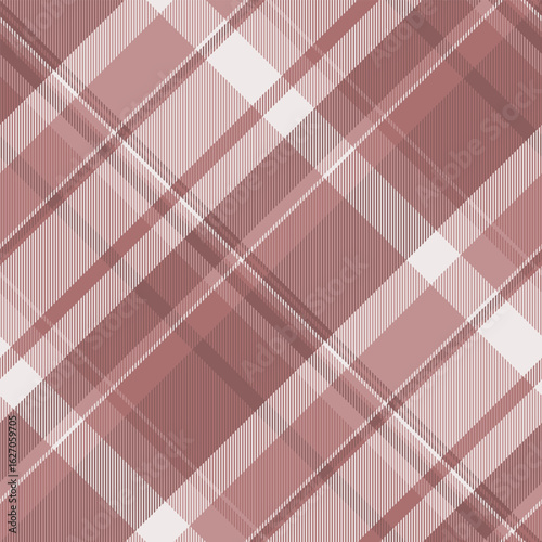 English textile vector texture, wool pattern fabric plaid. Oilcloth background check seamless tartan in red and rosy brown colors.