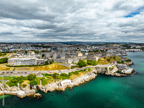 Tableau sur toile View of Plymouth from drone, Mount Batten Tower, Devon, England, Europe