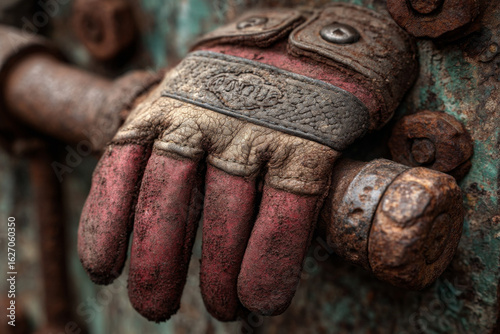 Wallpaper Mural Rusty tractor lever with cracked leather glove Torontodigital.ca