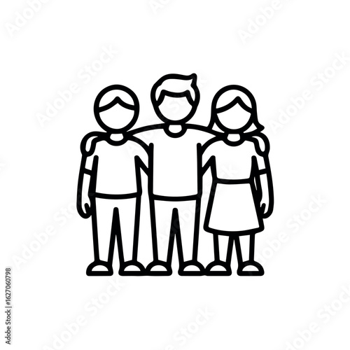 Clean and modern vector  friendship group icon vector illustration of friends hugging together as a symbol of unity and support