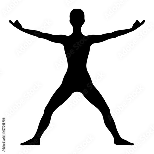 Human silhouette with wide stance and arms extended sideways