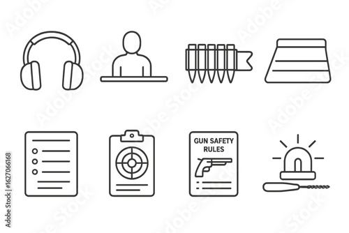 Safety and security line icon set. protection, rules, equipment icons collection