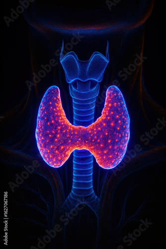Ultraviolet Medical Illustration of the Human Thyroid Gland