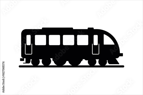 Black train silhouette on white transportation vehicle