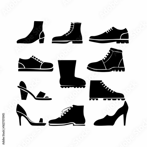 Footwear Silhouette Collection Diverse Shoe Styles for All Seasons and Occasions