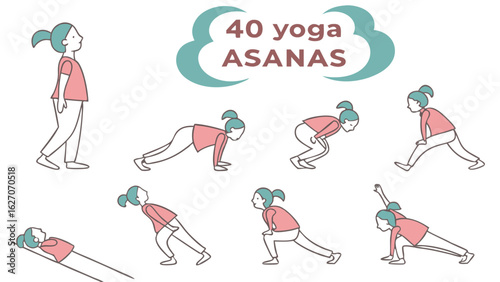 Diverse Range of Yoga Asanas Illustrated with Grace and Flow for Wellness