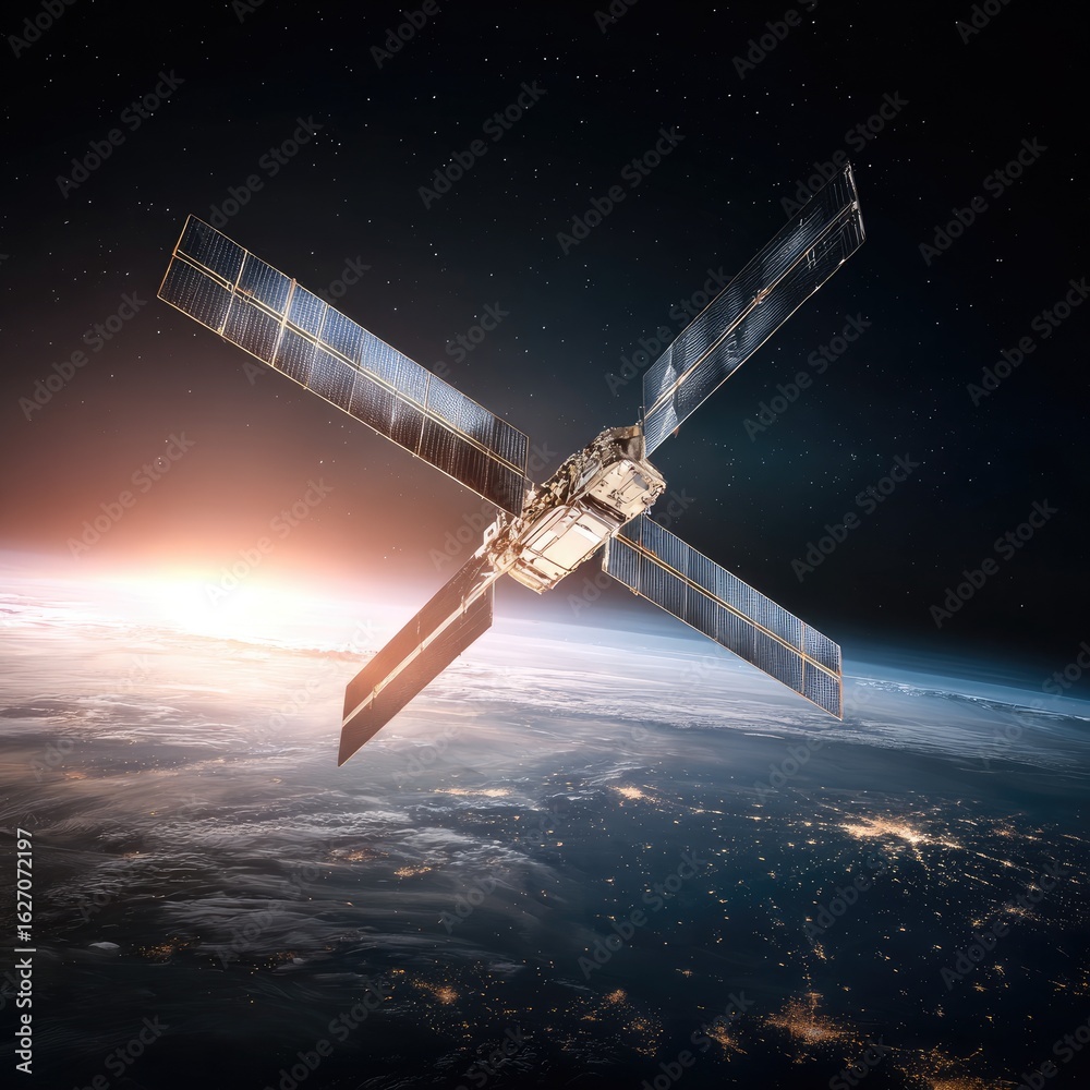 Obraz premium Satellite orbiting Earth (12)