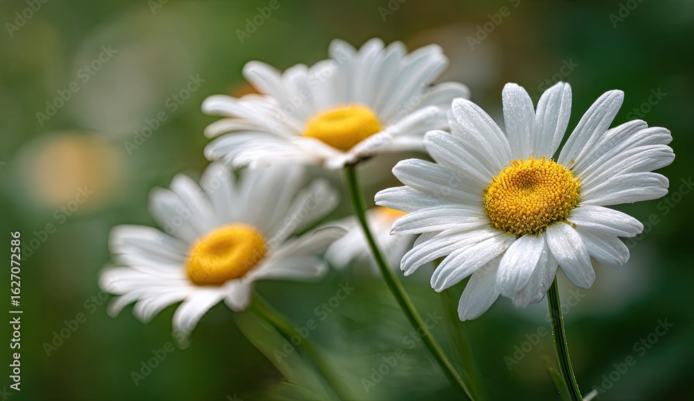 Fototapeta premium Close-up of three white daisies