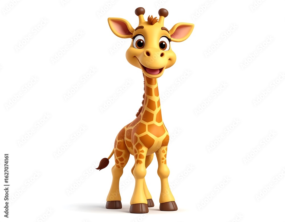 Obraz premium Cartoon giraffe, happy and smiling