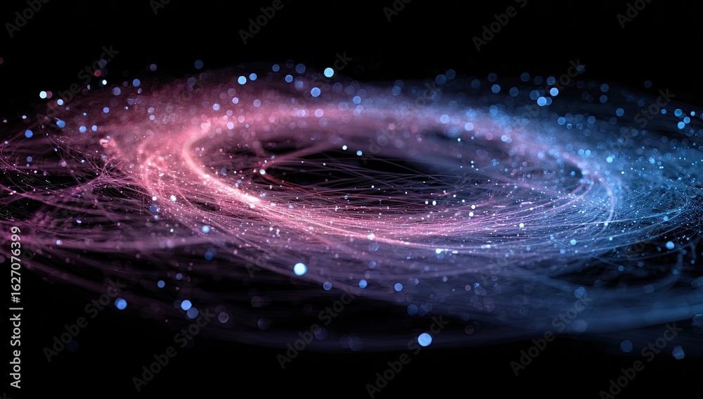 Obraz premium Abstract swirling vortex of pink and blue particles