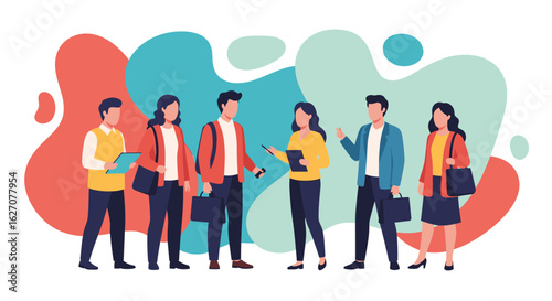 Group of diverse young professionals networking and collaborating, ideal for business, education, or career development concepts.