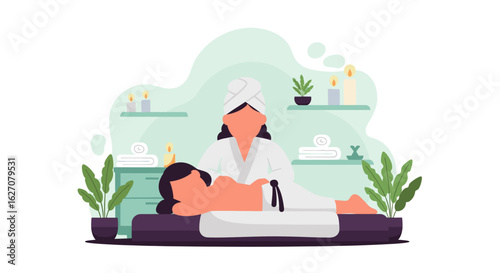 Woman receiving a professional back massage at a tranquil spa. Concept of wellness, self-care, relaxation, and beauty treatment. Perfect for health and leisure business.