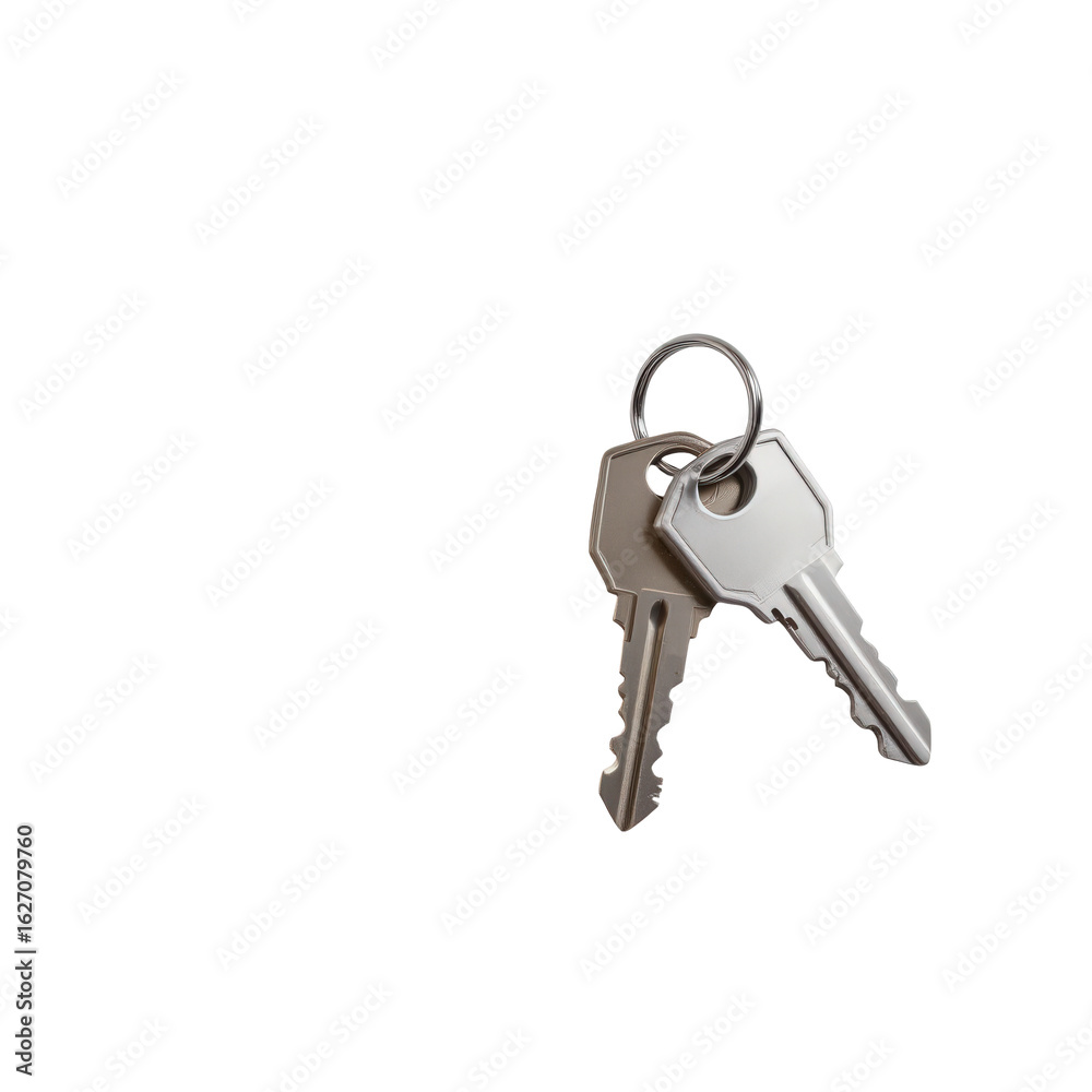 Two Silver Keys on a Transparent background with Soft Shadows Two Silver Keys on a Transparent background with Soft Shadows