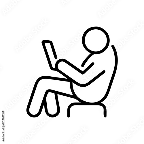 An illustrated silhouette of a person absorbed in reading a tablet, conveying the concepts of technology, learning, and contemplation.