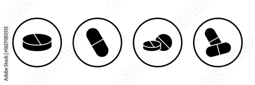 Pills icon logo design. capsule icon. Drug sign and symbol