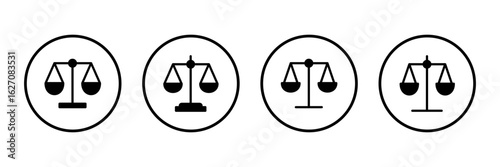 Scales icon logo design. Law scale icon. Justice sign and symbol