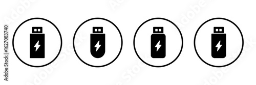Usb icon logo design. Flash disk sign and symbol. flash drive sign. usb charging
