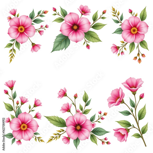 Elegant Pink Floral Arrangement with Delicate Green Leaves