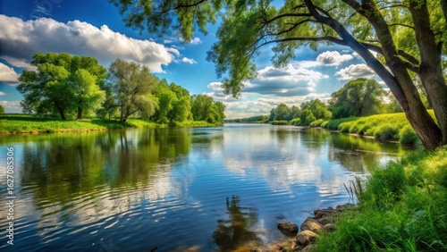 Serene summer day by the river , tranquility, ocean,  tranquility, ocean, lush greenery, river, sunshine