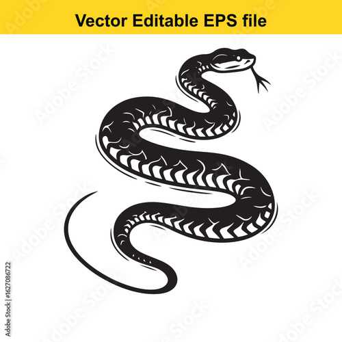 Vector art of detailed snake graphic isolated on white background, editable eps long horn, , long horn