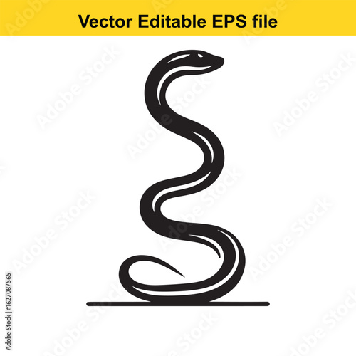 Wallpaper Mural Vector art of black snake silhouette isolated on white background long horn, , long horn Torontodigital.ca