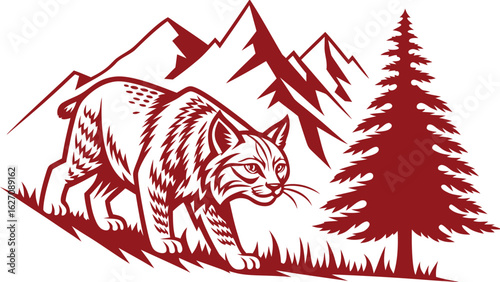 Fierce feline prowling through mountain wilderness bobcat lynx