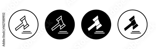 Gavel icon symbol for apps and websites. judge gavel sign and symbol. law icon. auction hammer