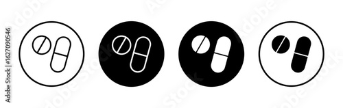 Pills icon symbol for apps and websites. capsule icon. Drug sign and symbol