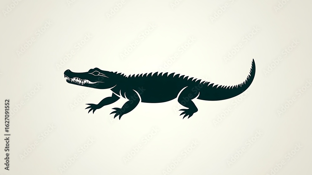 Fototapeta premium Stylized alligator silhouette emblem conveying strength and ancient wildlife energy