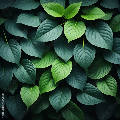 natural background border with fresh juicy leaves with smooth consciousness exterior in nature huge format replica space atmospheric image in soothing muted dark inexperienced tones