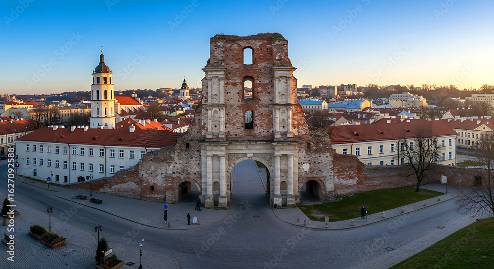 Obraz premium Contemporary monastery gate in the Old Town in Vilnius in Lithuania