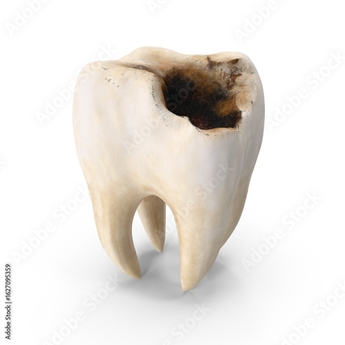 Dental cavity damaged tooth iso;ated transparent background