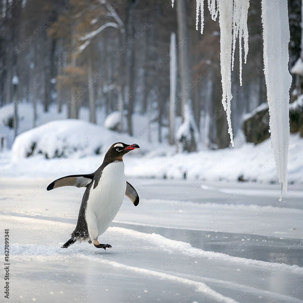 Fototapeta premium penguin in snow