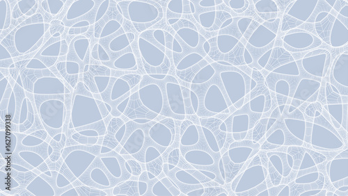 Blue Organic Cell Pattern With Neural Texture. Abstract Voronoi Network. Ai Bg With Neuron And Synapse Geometry. Cyber Grid And Mesh. Techno Background With Dynamic Lines And Curve. Biology Structure