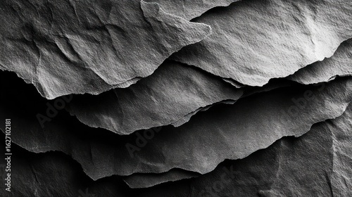 Wallpaper Mural Close-up of layered dark slate rocks showing rough texture and jagged edges in monochrome grayscale Torontodigital.ca