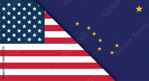 American Flag with a Flag of Alaska State Vector ilustration	
